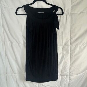 Soprano‎ Black Sleeveless Tie Shoulder Gathered Neckline Tunic Top Womens S
